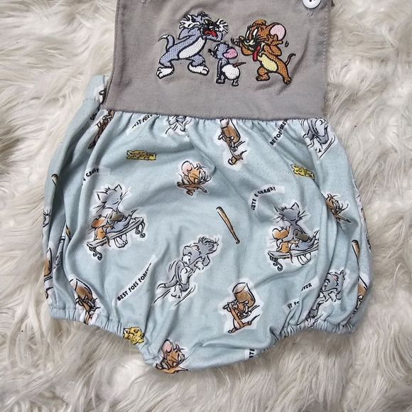 Tom & Jerry Baby Outfit Bubble Gray Blue Best Foes Forever 6-12  MONTHS - Picture 2 of 5